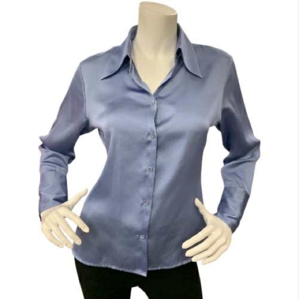 Proportions Elegant Blue Satin Top Size S